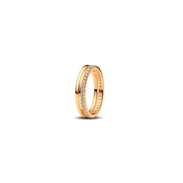 7, YGP Double Band Ring, Clear CZ Vaughan's Jewelry Edenton, NC