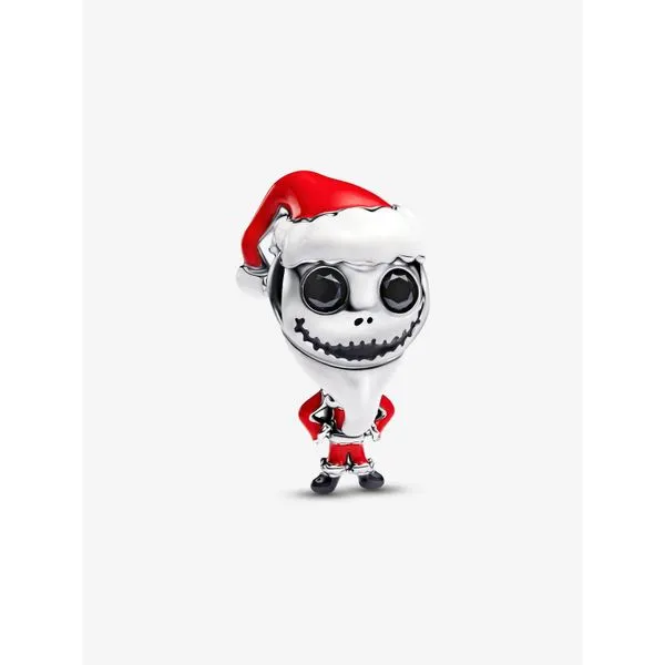 Disney The Nightmare Before Christmas Jack Skellington Dangle Charm, Black Man-made Crystal, Black, Red & White Enamel Vaughan's Jewelry Edenton, NC