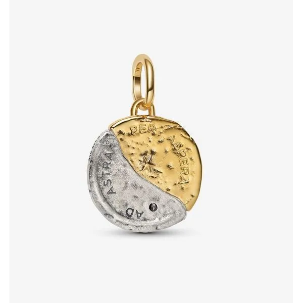 YGP/SS Sun & Moon Medallion, Clear CZ (Through Hardships to the Stars) Image 2 Vaughan's Jewelry Edenton, NC