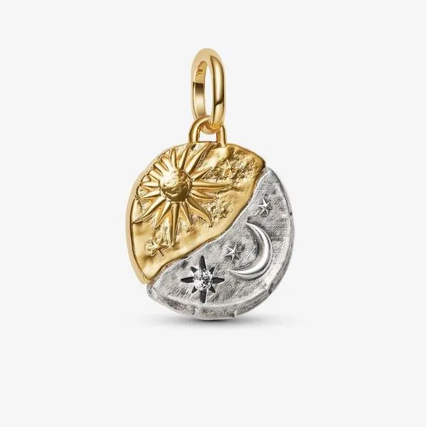 YGP/SS Sun & Moon Medallion, Clear CZ (Through Hardships to the Stars) Vaughan's Jewelry Edenton, NC