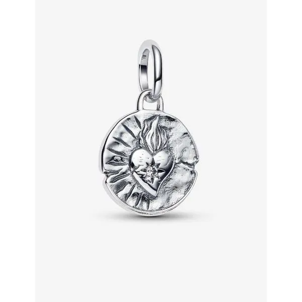 Heart Medallion Charm, Clear CZ (Love Conquers All) Vaughan's Jewelry Edenton, NC