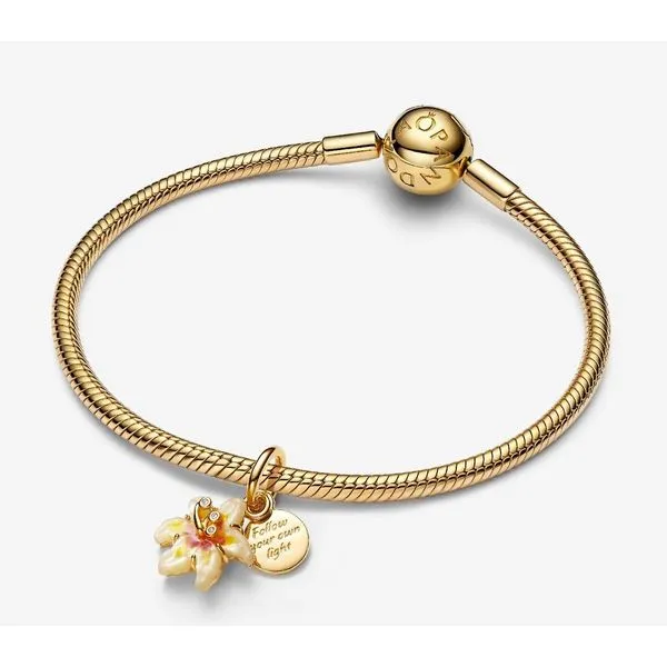 YGP Disney Tangled Sundrop Flower Glow-in-the-Dark Dangle Charm, Clease CZ, Bio-resin Man-Made MOP, Glow-in-the-Dark Enamel Image 2 Vaughan's Jewelry Edenton, NC