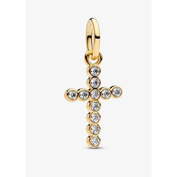 YGP Cross Dangle Charm, Clear CZ Vaughan's Jewelry Edenton, NC