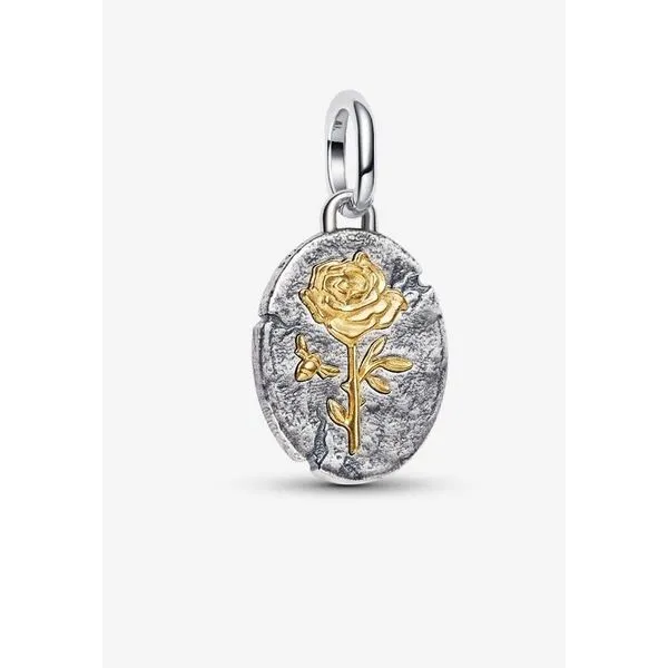 YGP/SS Rose Medallion Charm, Clear CZ (Beauty Can Rise Even Among Thorns) Vaughan's Jewelry Edenton, NC