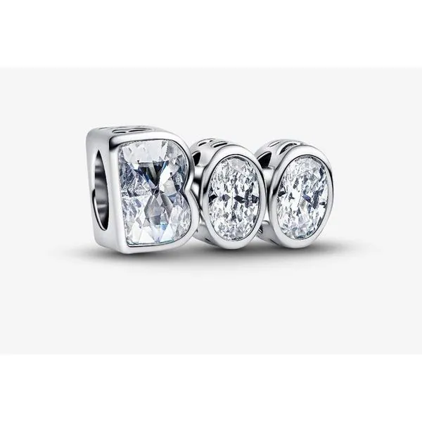 BOO Glow-in-the Dark Charm, Clear CZ, Bridge Glow-in-the Dark Glitterly Bright White Enamel Vaughan's Jewelry Edenton, NC