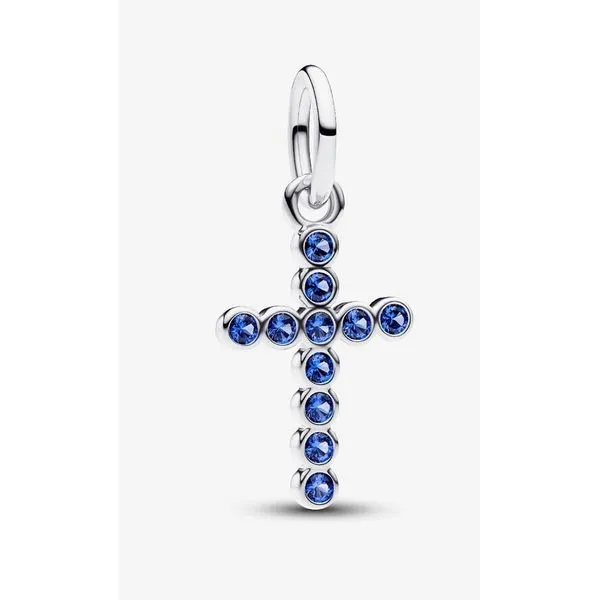 Cross Dangle Charm, Blue Man-Made Crystals Vaughan's Jewelry Edenton, NC