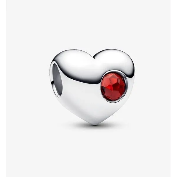 Engravable Red Stone Heart Charm, January, Red Man-Made Crystal Vaughan's Jewelry Edenton, NC