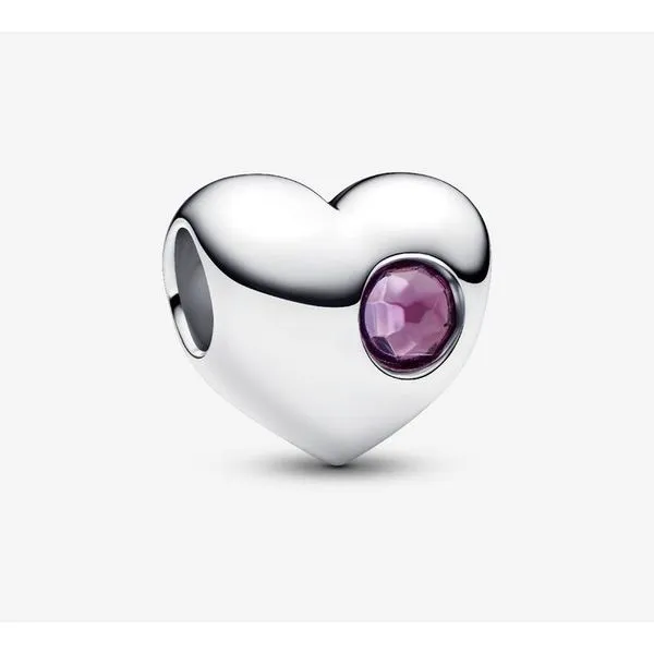 Engravable Purple Stone Heart Charm, February, Purple Man-Made Crystal Vaughan's Jewelry Edenton, NC