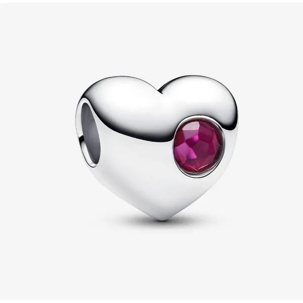 Engravable True Red Stone Heart Charm, July, Red Man-Made Crystal Vaughan's Jewelry Edenton, NC