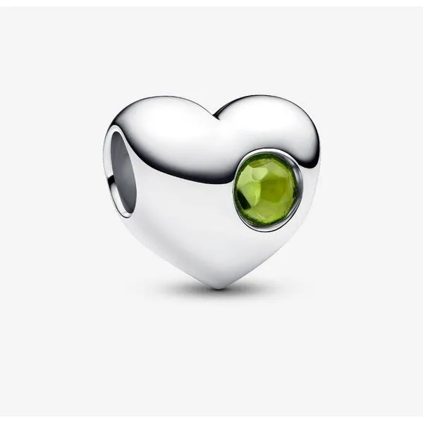 Engravable Spring Green Stone Heart Charm, August, Green Man-Made Crystal Vaughan's Jewelry Edenton, NC