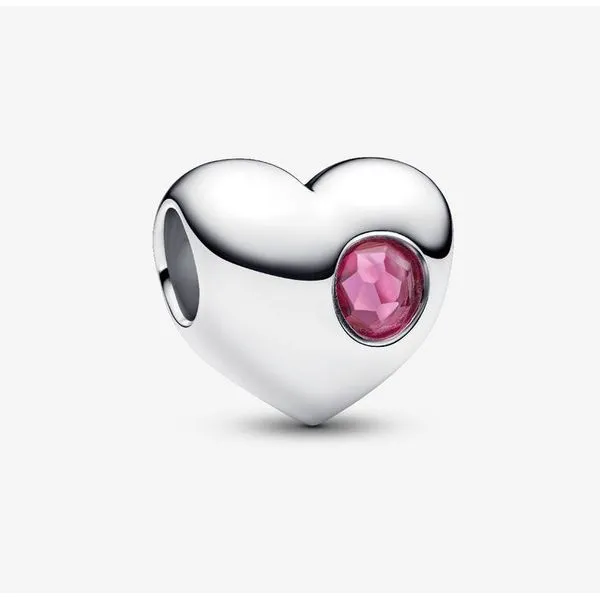 Engravable Pink Stone Heart Charm, October, Pink Man-Made Crystal Vaughan's Jewelry Edenton, NC