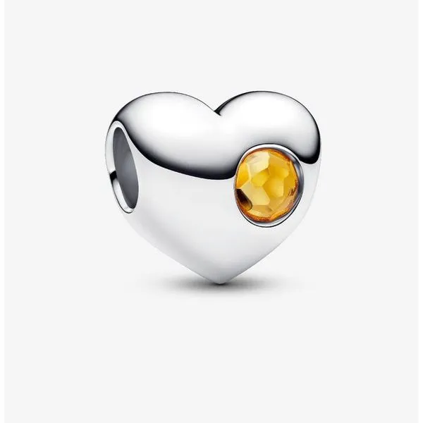 Engravable Honey Stone Heart Charm, November, Honey Man-Made Crystal Vaughan's Jewelry Edenton, NC