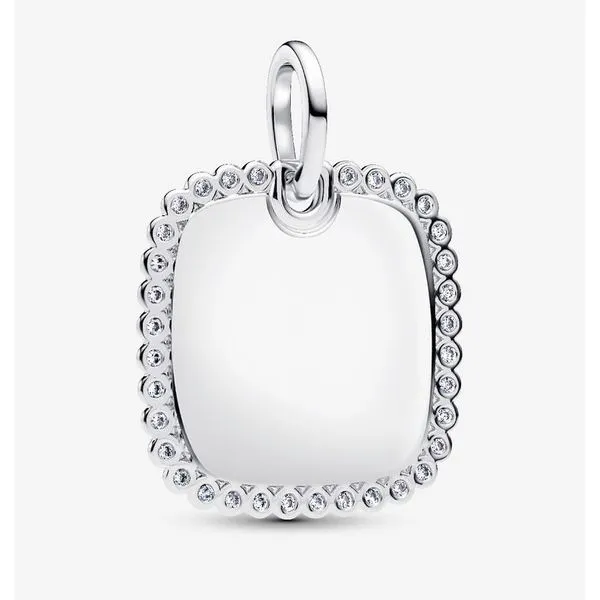 Engravable Square Tag Pendant, Clear CZ Vaughan's Jewelry Edenton, NC