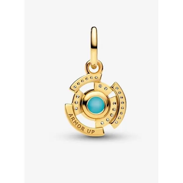 YGP Marvel Iron Man Arc Reactor Dangle Charm, Clear CZ & Glow-in-the-Dark Bright Aqua Turquoise Enamel Image 2 Vaughan's Jewelry Edenton, NC