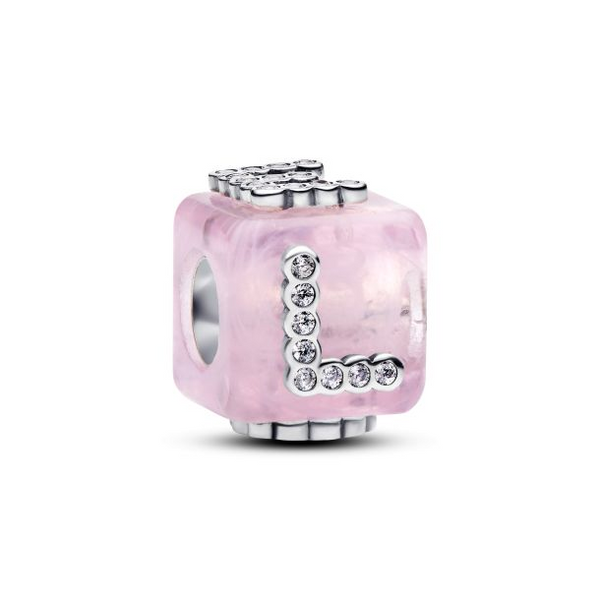 Pink Murano Glass Love Cube Charm Vaughan's Jewelry Edenton, NC