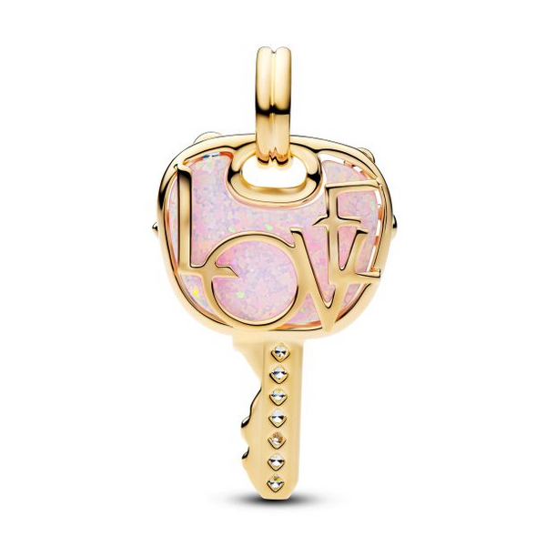 YGP Opalescent Pink Love Key Large Oversized Dangle Charm Image 2 Vaughan's Jewelry Edenton, NC