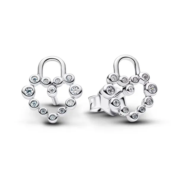 Sparkling Heart Padlock Stud Earrings Vaughan's Jewelry Edenton, NC