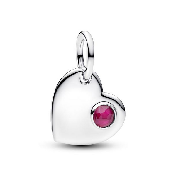 Engravable Heart True Red Stone Dangle Charm - July Vaughan's Jewelry Edenton, NC