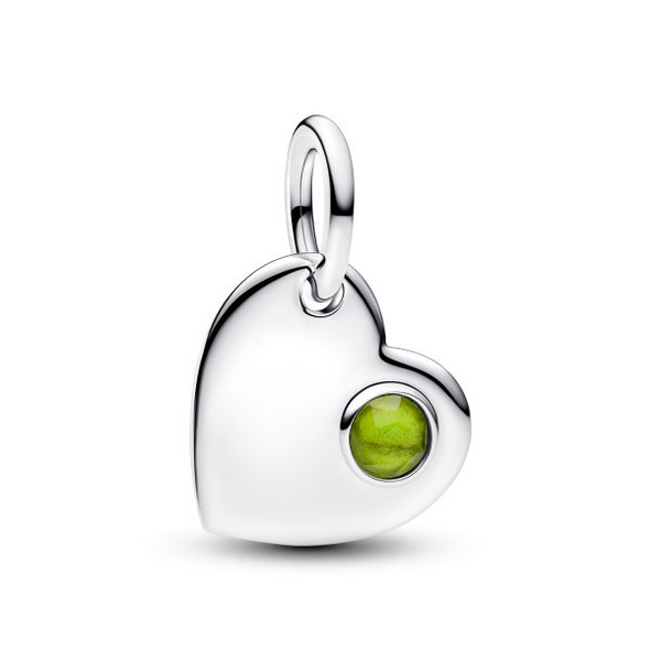 Engravable Heart Spring Green Stone Dangle Charm - August Vaughan's Jewelry Edenton, NC