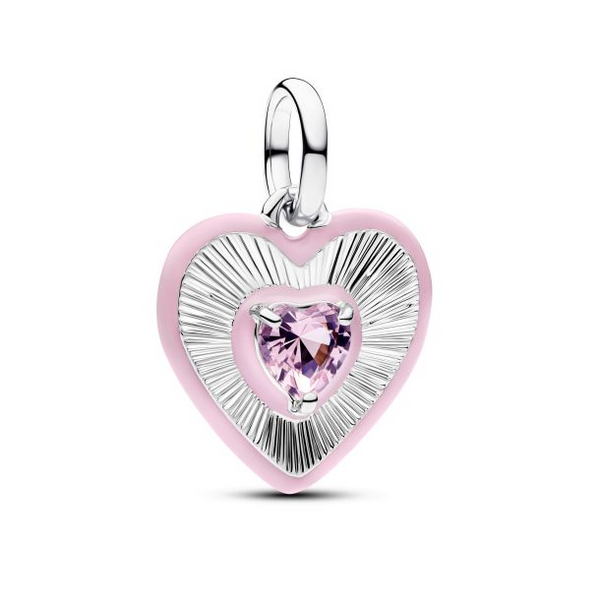 Pandora ME Radiating Pink Heart Medallion Dangle Charm Vaughan's Jewelry Edenton, NC