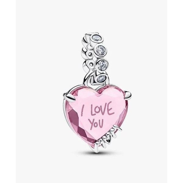 I Love You Mom Pink Heart Dangle Charm Vaughan's Jewelry Edenton, NC