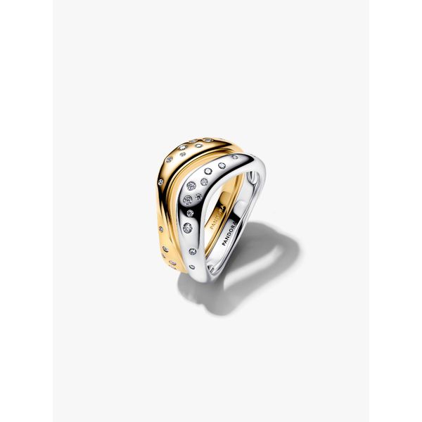 7, Organically Shaped SS/YGP Stacking Rings Vaughan's Jewelry Edenton, NC