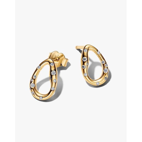 Organically Shaped Stone-Set Oval Stud Earrings Vaughan's Jewelry Edenton, NC