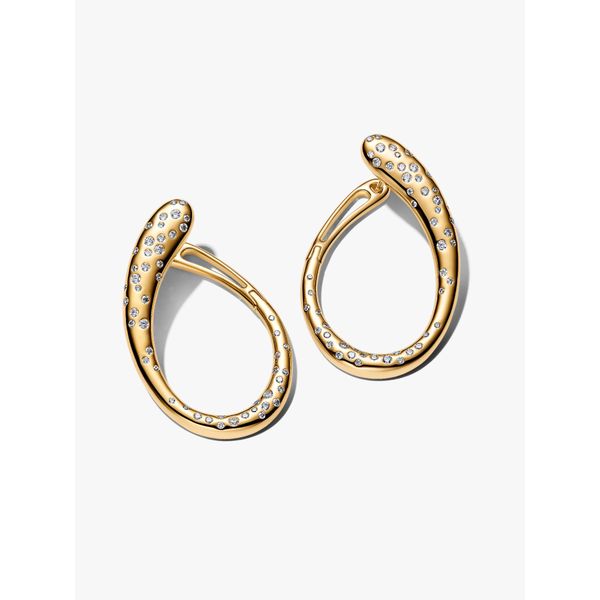 Organically Shaped Stone-Set Large Hinged Hoop Earrings Vaughan's Jewelry Edenton, NC
