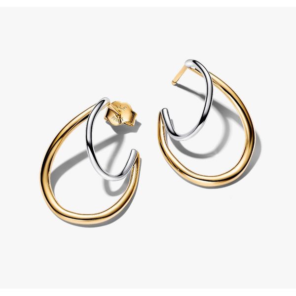 Organically Shaped SS/YGP Double Hoop Earrings Vaughan's Jewelry Edenton, NC