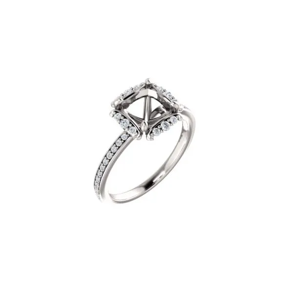 14k WG 0.20CT Halo with Diamond Shank Engagement Ring Mounting (Center Sold Separately) Image 2 Vaughan's Jewelry Edenton, NC