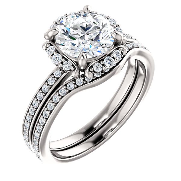 14k WG 0.20CT Halo with Diamond Shank Engagement Ring Mounting (Center Sold Separately) Vaughan's Jewelry Edenton, NC
