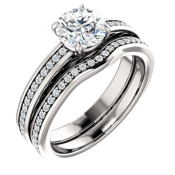14k WG 0.20CT Contoured Wedding Band Image 2 Vaughan's Jewelry Edenton, NC