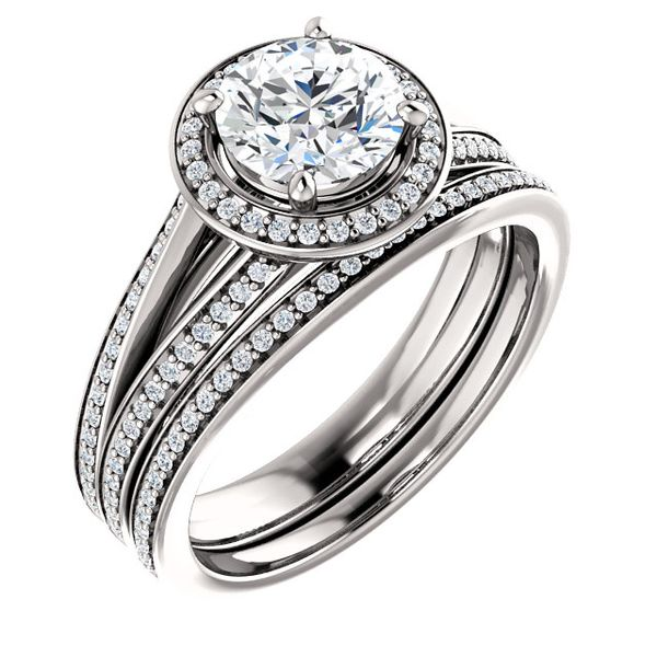 14k WG 0.20 Split-Shank Halo Engagement Ring Mounting (Center Sold Separately) Vaughan's Jewelry Edenton, NC