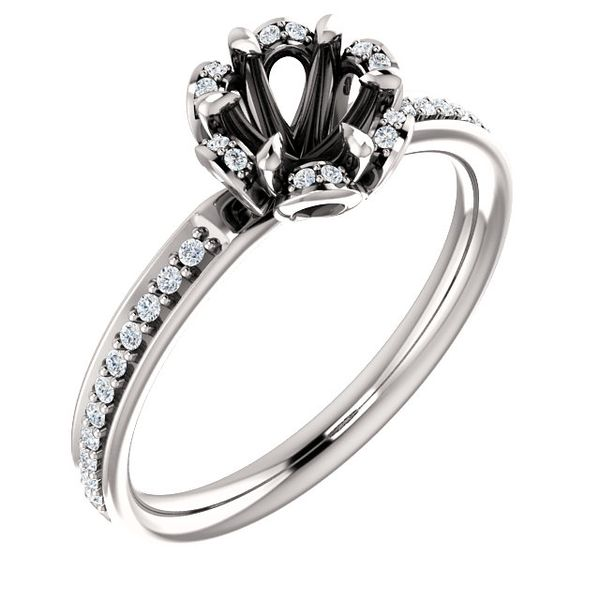 14k WG 0.17CTTW Floral-Inspired Halo Engagement Ring (Center Sold Separately) Image 2 Vaughan's Jewelry Edenton, NC