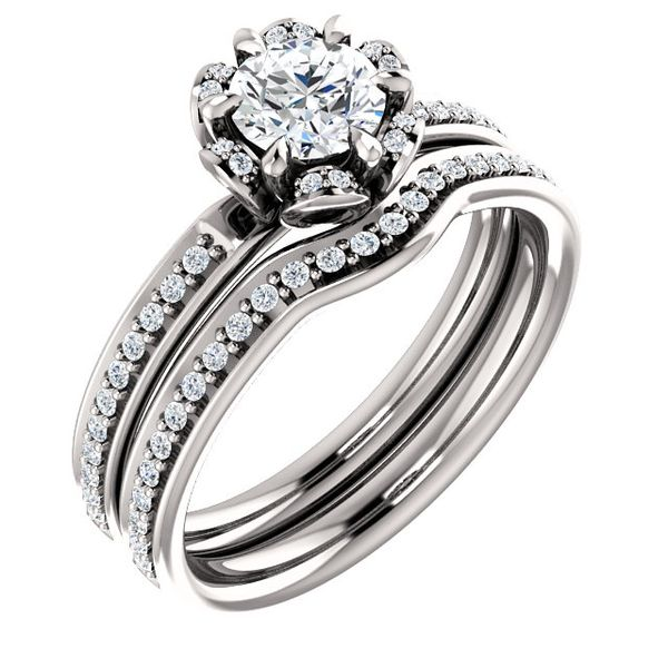 14k WG 0.17CTTW Floral-Inspired Halo Engagement Ring (Center Sold Separately) Vaughan's Jewelry Edenton, NC