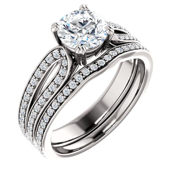 14k WG 0.33CT Diamond Accented Split Shank Engagement Ring Mounting (Center Sold Separately) Vaughan's Jewelry Edenton, NC