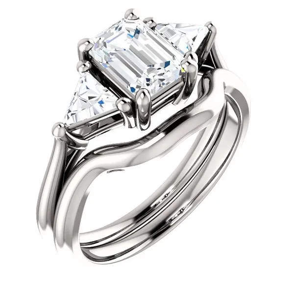 14k WG 0.50CT 3-Stone with 2 Triangle Accents Engagement Ring Mounting (Center Sold Separately) Vaughan's Jewelry Edenton, NC