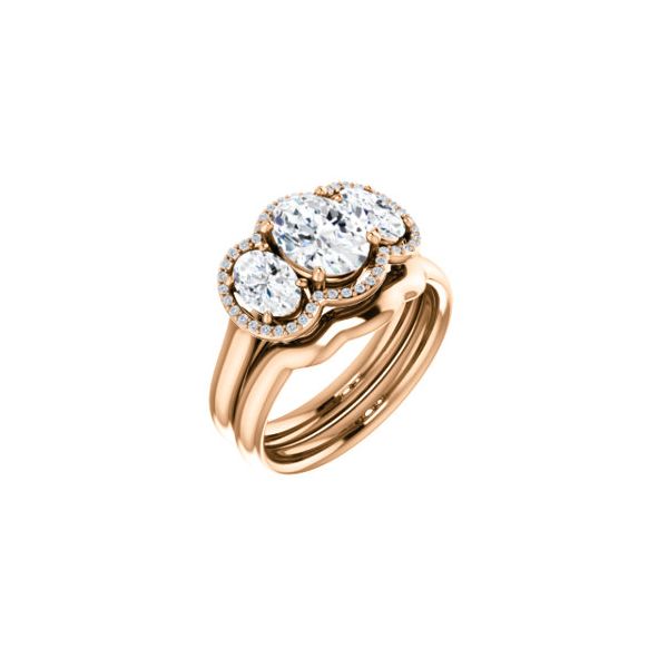 14k RG 1.10CT 3-Stone Halo Engagement Ring Mounting (Center Sold Separately) Vaughan's Jewelry Edenton, NC