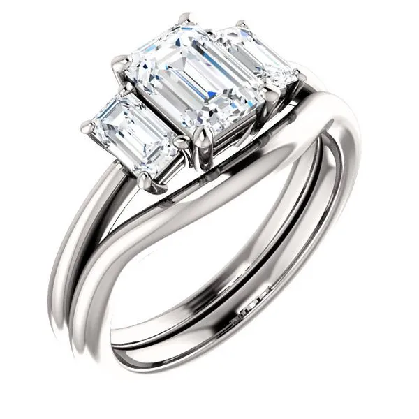 14k WG 0.50CT Diamond 3-Stone Emerald Cut Sides Engagement Ring Mounting (Center Sold Separately) Vaughan's Jewelry Edenton, NC