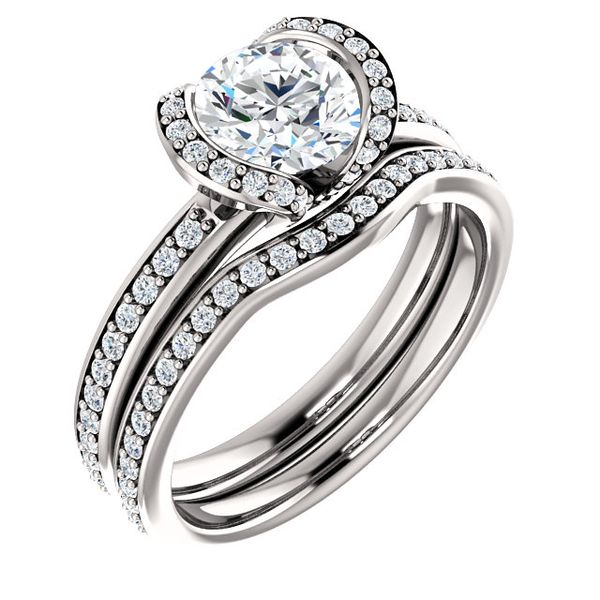 14k WG 0.25CT Diamond Bezel-Set Halo-Style Engagement Ring Mounting (Center Sold Separately) Vaughan's Jewelry Edenton, NC
