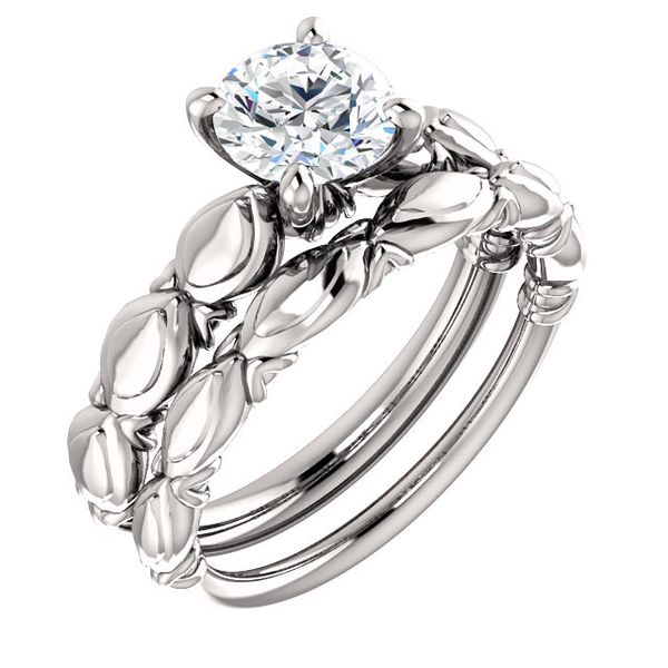 14k WG Solitare with Sculptural-Inspired Detail Engagement Ring Mounting (Center Sold Separately) Vaughan's Jewelry Edenton, NC