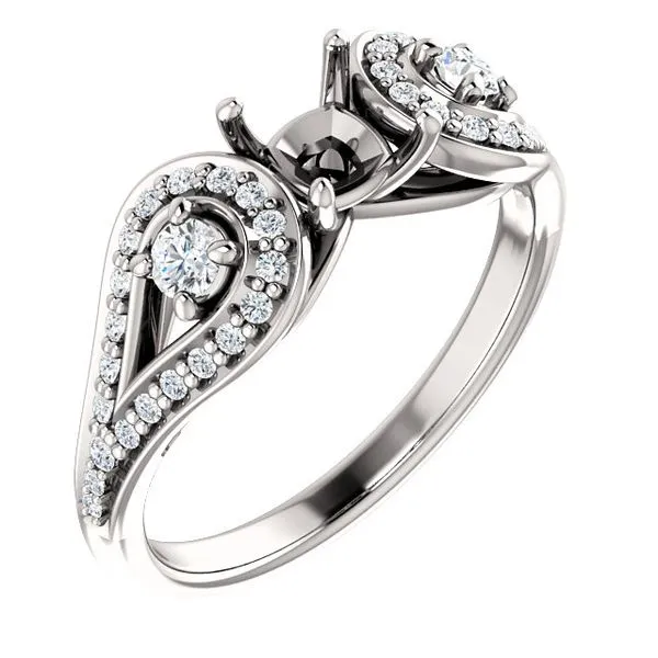 14k WG 0.33CT Vintage Inspired Diamond Accented Engagement Ring Mounting (Center Sold Separately) Image 2 Vaughan's Jewelry Edenton, NC