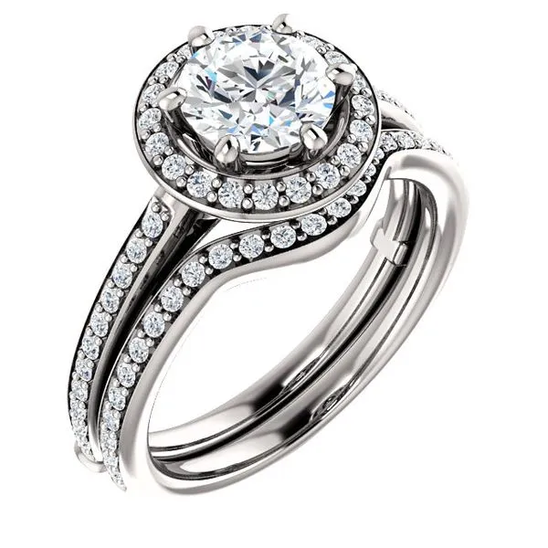 14k WG 0.33CT 6-Prong Halo Diamond Accented Engagement Ring Mounting (Center Sold Separately) Vaughan's Jewelry Edenton, NC
