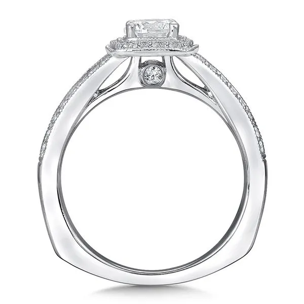 14k WG 0.26CT Split-Shank Halo Vintage Inspired Diamond Accented Engagement Ring Mounting (Center Sold Separately) Image 2 Vaughan's Jewelry Edenton, NC
