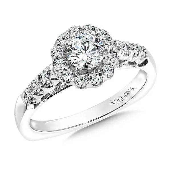 14k WG 0.47CT Halo & Diamond Accented Engagement Ring Mounting (Center Sold Separately) Vaughan's Jewelry Edenton, NC