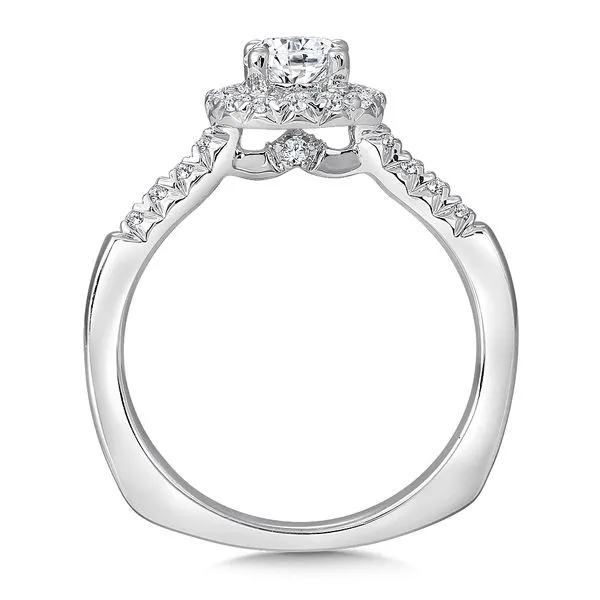 14k WG 0.22CT Halo & Diamond Accented Engagement Ring Mounting (Center Sold Separately) Image 2 Vaughan's Jewelry Edenton, NC