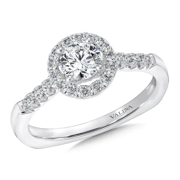 14k WG 0.22CT Halo & Diamond Accented Engagement Ring Mounting (Center Sold Separately) Vaughan's Jewelry Edenton, NC