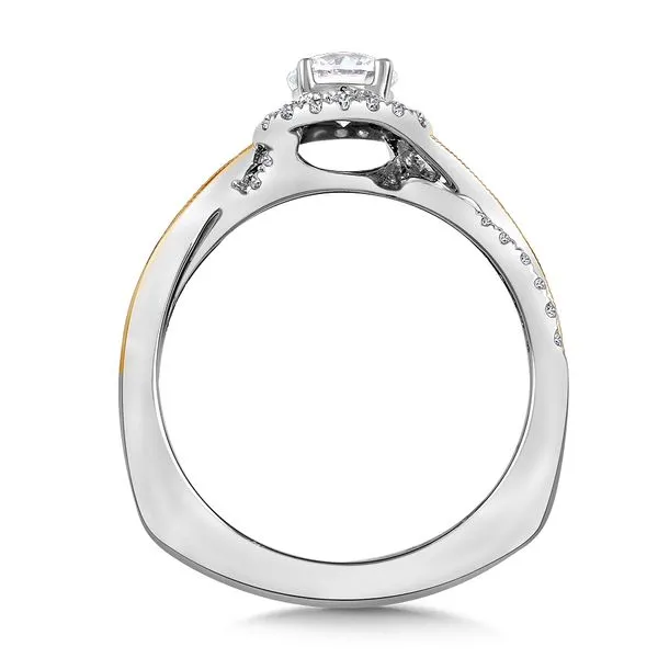 14k Y/WG 0.18CT Halo, Criss Cross Engagement Ring Mounting (Center Sold Separately) Image 2 Vaughan's Jewelry Edenton, NC