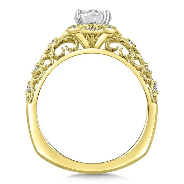 14k YG 0.09CT Vintage Inspired Engagement Ring Mounting with 
