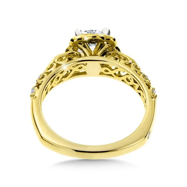 14k YG 0.09CT Vintage Inspired Engagement Ring Mounting with 